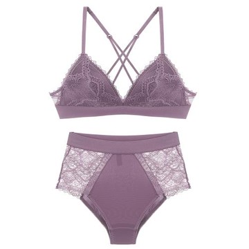 女人的秘密法式超薄蕾絲無鋼圈打底文胸罩吊女性感帶舒適內衣套裝