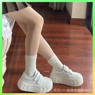 🔥臺灣出貨 趙露思衕款厚底小白鞋增高魔術貼休閒鞋子女圓頭百搭大頭鞋闆鞋女 限時特賣X315-7-C+2