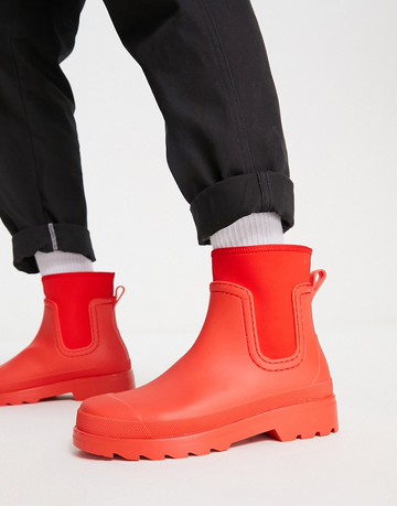 ASOS DESIGN chelsea wellington boot with scuba detail in red