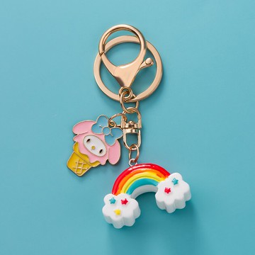 卡通可愛鑰匙扣掛件創意網紅INS簡約汽車鏈圈環男女一對書包掛飾
