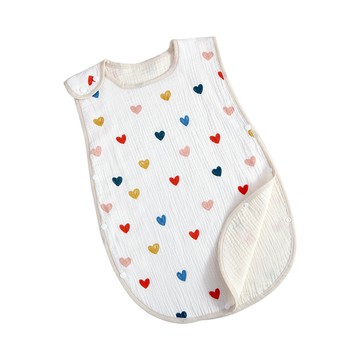 JoyNa - 防踢被 四層紗布睡袋-彩色愛心