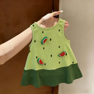 ❤️百搭童裙❤️超萌女童夏季薄款透氣新款ins宮崎駿立體無袖西瓜背心連衣裙可愛 Y7CZ