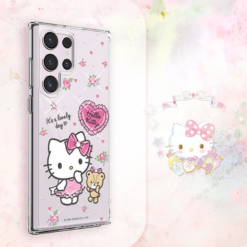 三麗鷗 S25/S24/S23/S22 輕薄軍規防摔水晶彩鑽手機殼-凱蒂好心情