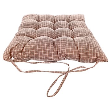 Life+ 日系無印風 棉麻格紋透氣坐墊 椅墊 靠墊  40 x 40 x 6cm  咖啡