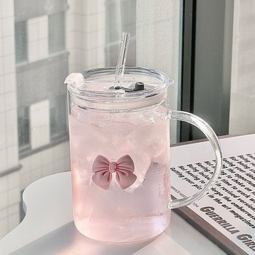 🔥優選好物🔥大容量1000ml吸管玻璃杯子家用水杯 辦公室喝水杯子透明玻璃杯 小清新水杯 高硼硅水杯 果汁杯 吸管杯