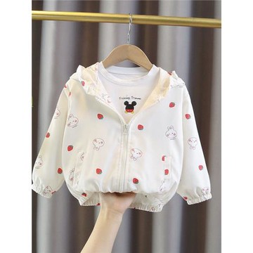 女.童草莓風衣外套2026春秋新款兒1童百搭上衣女寶寶韓版夾克開衫