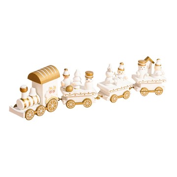 摩達客 木質療癒耶誕小火車擺飾  13 x 13 x 3cm  白色款  1組