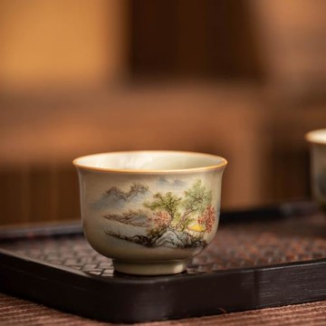 陶瓷中式品茗杯家用辦公室會客輕奢陶瓷小茶杯泡茶品茶杯功夫茶具
