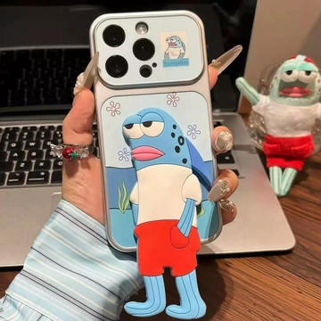 長腿魚適用蘋果17PROMAX少女手機殼iPhone16高顏值清新少女側面