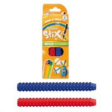 日本 Shachihata STIX軟毛粗芯積木毛刷頭 彩色筆 不含二甲苯 4色 /盒 SETXF-4WK【APP滿額下單10%點數(單一帳號最高5000點)】1/31止