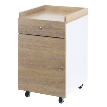 HomeMax 卡琳床頭收納櫃  附抽屜 淺褐色 + 白色  1個