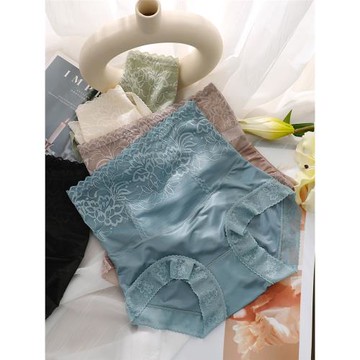 高腰蕾絲內褲高腰女強力收腹提臀透氣無痕抗菌女士冰絲收腹內褲薄