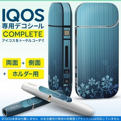 iQOS アイコス 専用スキンシール 裏表2枚 側面 ホルダー フルセット 両面 サイド ボタン 花　ストライプ 001722