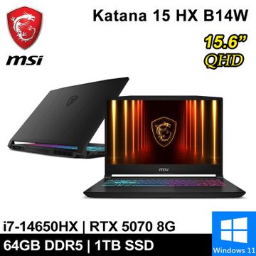 MSI微星 Katana 15 HX B14WGK-059TW-SP8 15.6吋 黑(i7-14650HX/64G/1TB SSD/RTX5070 8G/W11)特仕版