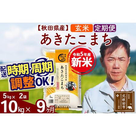 ふるさと納税 《定期便9ヶ月》＜新米＞秋田県産 あきたこまち 10kg(5kg小分け袋) 令和5年産 お届け時期選べる 隔月お届けOK お米 みそ.. 秋田県北秋田市