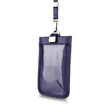 LIEVO｜頸掛式真皮手機套5.7 吋適用－TOUCH(午夜藍)