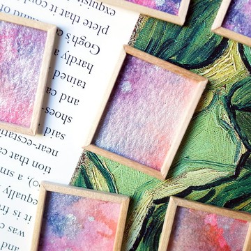 宇宙#20 水彩 迷你畫 暖色 胸針 別針