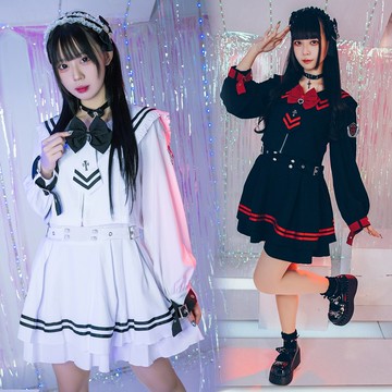 原創大天使學園翅膀校徽臂章領帶長袖水手服洋裝JK學院風【JJ2546