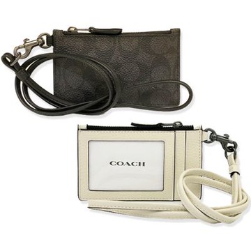 COACH 中性男款證件識別證卡夾掛繩零錢包(多色供選)