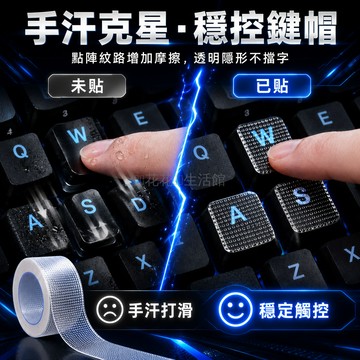 台灣出貨✨ 鍵盤防滑貼 透明鍵位防滑貼 DIY遊戲機械鍵盤通用 辦公室防汗貼 4卷裝寬1.25cm長4.5m