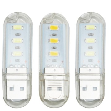 月陽 超值3入USB超亮3LED燈檯燈閱讀燈小夜燈手電筒(HL33)