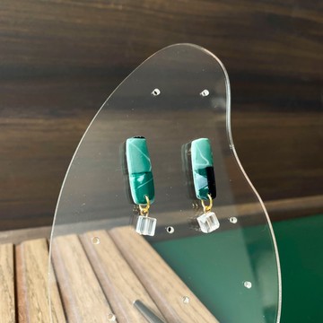 海軍藍綠松石水晶造型耳dnn