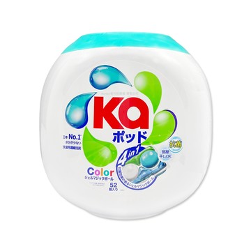 KA 日本KaPOD全新升級4合1強洗淨Color柔順護色洗衣凝膠球52顆/盒(室內晾曬防悶臭洗衣膠囊)