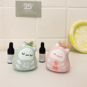 達摩站立貓手工擴香石 水晶擴香 乾燥花 永生花 香氛石 聖誕禮物