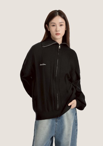 立體紋路拉鍊外套