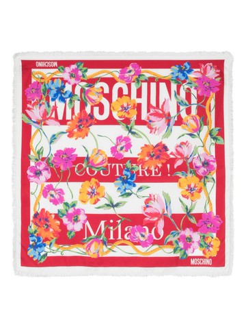 Moschino - floral-print silk scarf - unisex - Silk - One Size - Red
