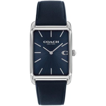 COACH 經典復古方形時尚腕錶/藍X銀/26X32mm/CO14400042