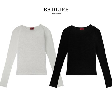 BADLIFE 女款修身棉質長袖T恤 斜肩設計｜Slanted Shoulder LS｜顯瘦百搭 日常必備