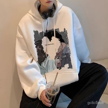 男士衛衣男新款大圖案印花長袖薄款帽衫春秋外穿外套 日係 男士上衣 印花 大學t 落肩連帽衛衣  運動衛衣 百搭款連帽衛衣