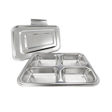 PERFECT 理想牌 極緻316不鏽鋼四格餐盤分格便當盒環保餐盒 25cm無蓋-Leidea樂德兒