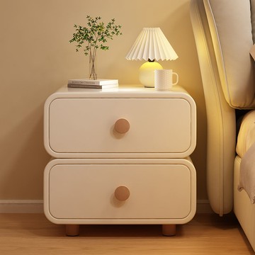 實木床頭柜2024新款簡約現代小型輕奢高級感奶油風臥室家用床邊柜
