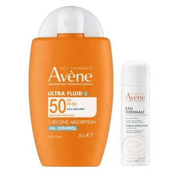 Avene雅漾 去油光防曬活泉舒護組(去油光霧感防曬乳SPF50 50ml+小水) 【德芳保健藥妝】