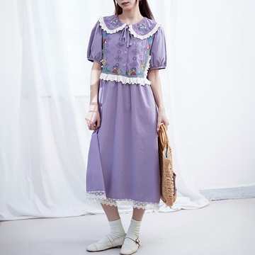 默然刺繡花邊洋裝182494