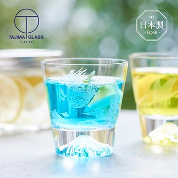 日本田島硝子 日本製富士山雕花威士忌杯-龍
