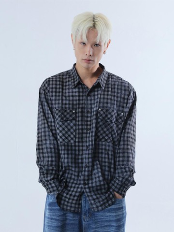 DUSTY WRINKLE SEERSUCKER SHIRT [BLACK]