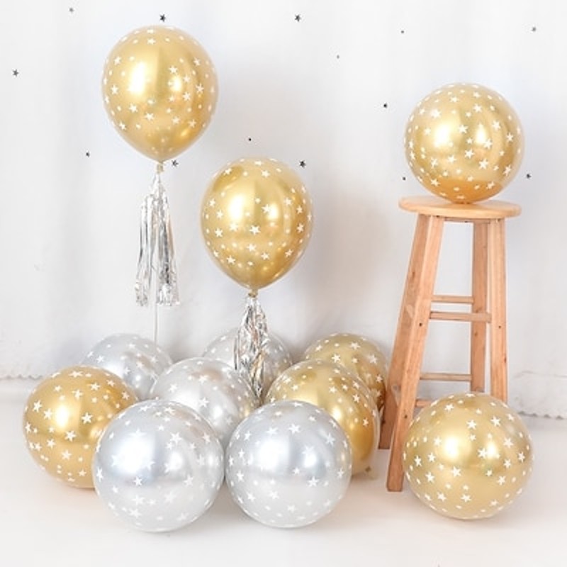 大量入荷 白黒 風船 誕生日 バルーン 誕生日お祝い 12個入り 星柄クリア