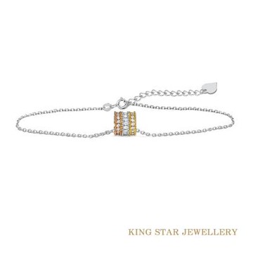 King Star 18K 天然鑽石 手鍊 三色滿鑽小蠻腰