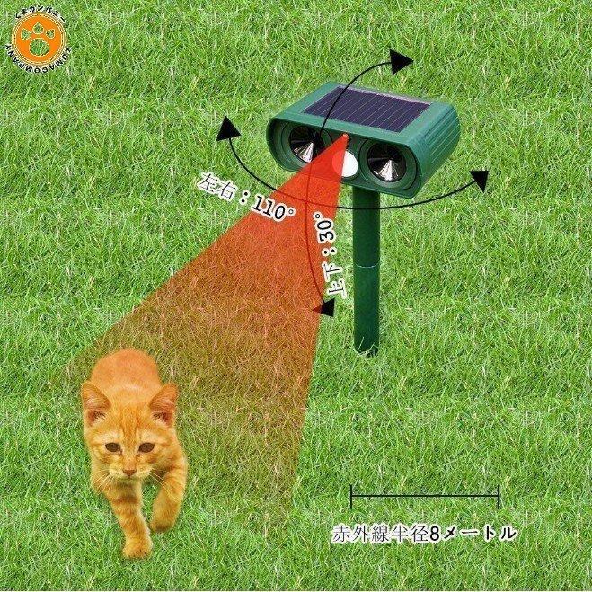 猫よけ 音波 ソーラー 充電 動物撃退器 猫除け センサー ライト 猫対策 猫退治 猫撃退 猫よけグッズ カラスよけ 害獣撃退 野良猫 糞尿対策