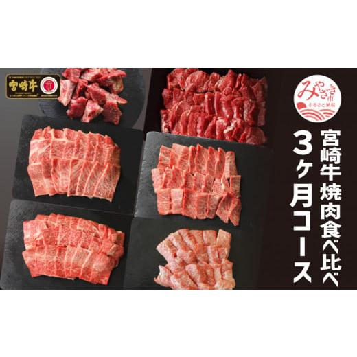 ふるさと納税 宮崎県 宮崎市 定期便 宮崎牛 焼肉 食べ比べ 3ヶ月 コース_M109-T018