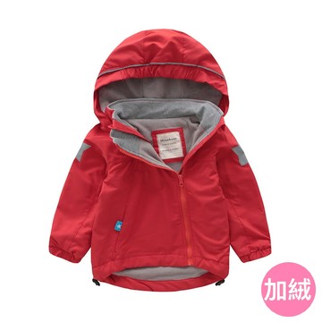 Meanbear - 防風防雨反光衝鋒外套(加絨)-紅色星星-斜拉鍊