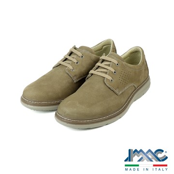 【IMAC】義大利原廠經典透氣半孔面綁帶休閒鞋 灰褐色(350781-TAU)