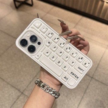 iPhone 質感字母鍵盤保護殼簡約風格相容 18/16ProMax/15/14Pro/13/12P/11 柔軟手機殼