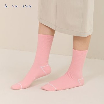 a la sha 烏龍羅紋中筒襪