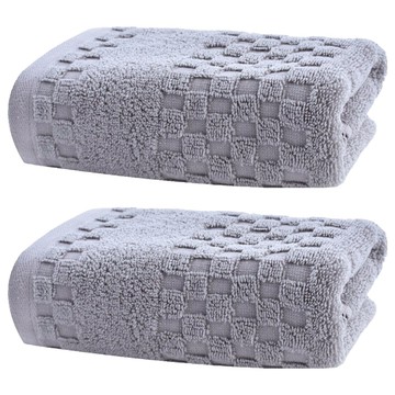 小麥購物 純棉浴巾格紋款 C108  古典灰  2條