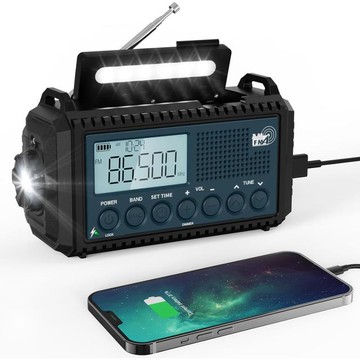 【日本代購】Mesqool 地震 停電 防災收音機 5000MAH大容量 1009PRO 黑色