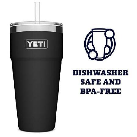 YETI Rambler 26 oz Straw Cup, Vacuum Insulated, Stainless Steel with Straw Lid, Black並行輸入品